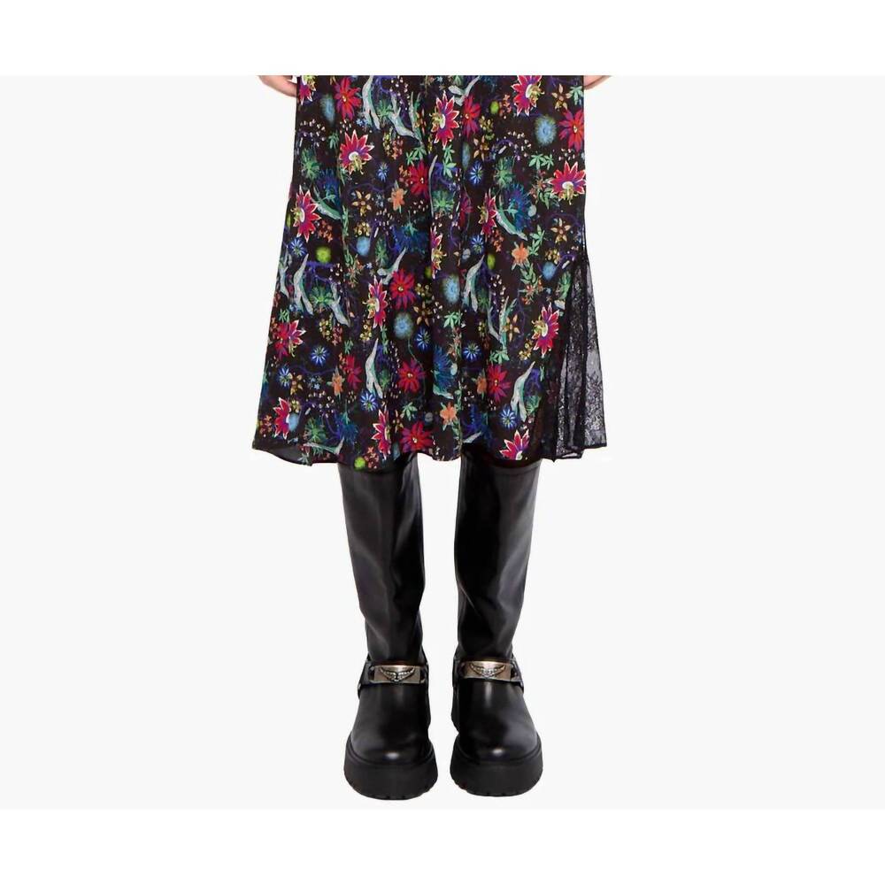 NEW ZADIG & VOLTAIRE jayla soft virgin garden skirt in encre